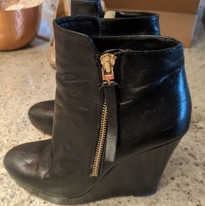 Michael Kors Wedge Booties with gold zippers